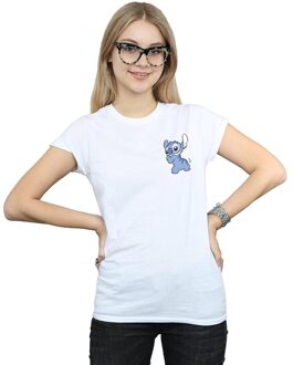 Disney Li-cense Disney dames lilo and stitch rugzijde borstprint katoenen t-shirt Wit