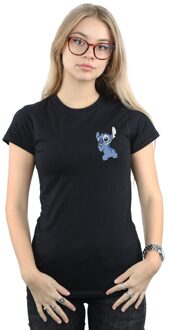 Disney Li-cense Disney dames lilo and stitch rugzijde borstprint katoenen t-shirt Zwart