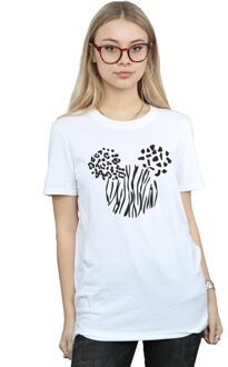 Disney Li-cense Disney dames mickey mouse animal cotton boyfriend t-shirt Wit