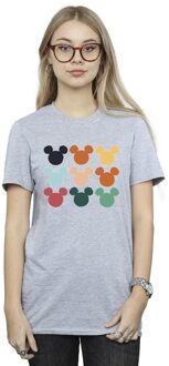 Disney Li-cense Disney dames mickey mouse hoofden vierkant katoenen vriendje t-shirt Lichtgrijs