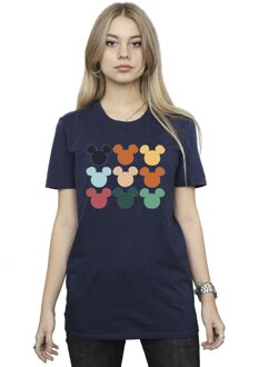 Disney Li-cense Disney dames mickey mouse hoofden vierkant katoenen vriendje t-shirt Navy
