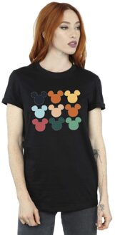 Disney Li-cense Disney dames mickey mouse hoofden vierkant katoenen vriendje t-shirt Zwart