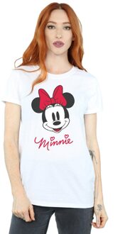 Disney Li-cense Disney dames minnie mouse gezicht katoenen vriendje t-shirt Wit