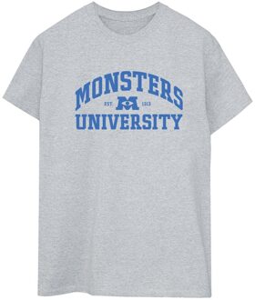 Disney Li-cense Disney dames monsters university logo boyfriend t-shirt Lichtgrijs