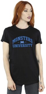 Disney Li-cense Disney dames monsters university logo boyfriend t-shirt Zwart