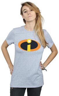 Disney Li-cense Disney dames the incredibles costume logo cotton boyfriend t-shirt Lichtgrijs