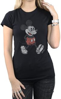 Disney Li-cense Disney dames wandelend mickey mouse katoenen t-shirt Zwart