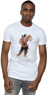 Disney Li-cense Disney heren beauty and the beast gaston biceps to spare t-shirt Wit