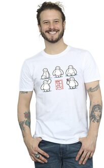 Disney Li-cense Disney heren big hero 6 baymax veel houdingen t-shirt Wit