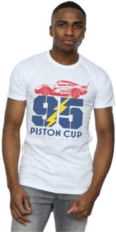 Disney Li-cense Disney heren cars piston cup 95 t-shirt Wit