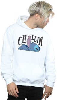 Disney Li-cense Disney heren lilo en stitch chillin hoodie Wit