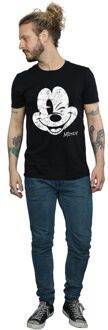 Disney Li-cense Disney heren mickey mouse distressed gezicht t-shirt Zwart