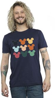 Disney Li-cense Disney heren mickey mouse hoofden vierkant t-shirt Navy