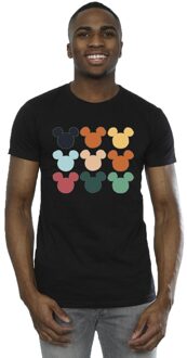 Disney Li-cense Disney heren mickey mouse hoofden vierkant t-shirt Zwart