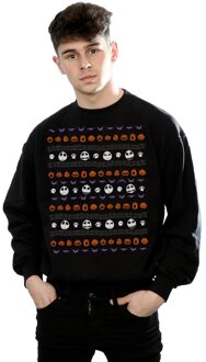 Disney Li-cense Disney heren nightmare before christmas halloween pictogrammen sweatshirt Zwart