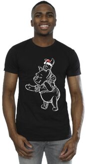 Disney Li-cense Disney heren winnie the pooh knorretje kerst-t-shirt Zwart