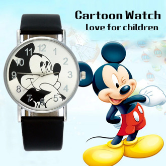 Disney Lovely Mickey mouse Children's Watches Girls Boys Gift Crystal Dress Children Quartz Wristwatches Kids Watch Clock