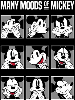 Disney Many Moods Of Mickey Unisex T-Shirt - Black - XS Zwart
