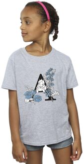 Disney Meisjes Alice In Wonderland Letter A Katoenen T-Shirt (Sportgrijs) - maat 5-6J / 110-116cm Lichtgrijs