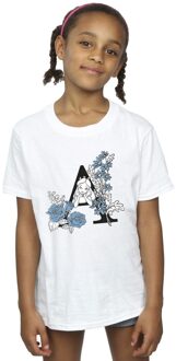 Disney Meisjes Alice In Wonderland Letter A Katoenen T-Shirt (Wit) - maat
