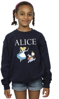 Disney Meisjes Alice In Wonderland Volg Het Konijn Sweatshirt (Marineblauw) Navy - 9-11J / 128cm-146cm
