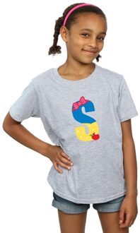 Disney Meisjes Alphabet S Is For Snow Wit Katoenen T-Shirt (Sportgrijs) Lichtgrijs