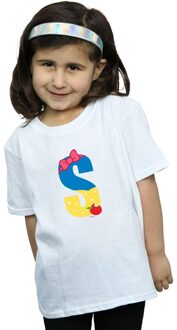 Disney Meisjes Alphabet S Is For Snow Wit Katoenen T-Shirt (Wit) - maat 5-6J / 110-116cm