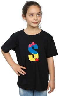 Disney Meisjes Alphabet S Is For Snow Wit Katoenen T-Shirt (Zwart) - maat 5-6J / 110-116cm