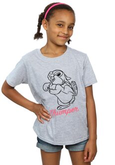 Disney Meisjes Bambi Thumper Lijntekening Katoenen T-Shirt (Sportgrijs) - maat Lichtgrijs