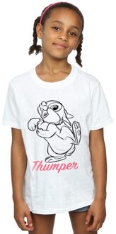 Disney Meisjes Bambi Thumper Lijntekening Katoenen T-Shirt (Wit) - 5-6J / 110-116cm