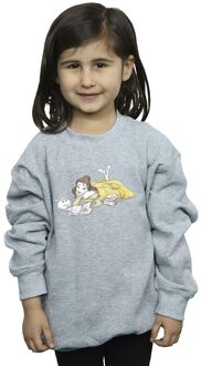 Disney Meisjes Beauty And The Beast Belle Leest Sweatshirt (Sportgrijs) - maat 3-4J / 98-104cm Lichtgrijs