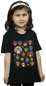 Disney Meisjes Coco Hoofden Patroon Katoenen T-Shirt (Zwart) - maat 7-8J / 122-128cm