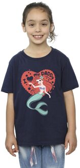 Disney Meisjes De Kleine Zeemeermin Love Daddy T-shirt katoen (Marineblauw) - maat 3-4J / 98-104cm Navy