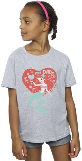 Disney Meisjes De Kleine Zeemeermin Love Daddy T-shirt katoen (Sportgrijs) Lichtgrijs - 5-6J / 110-116cm