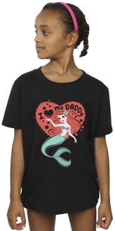 Disney Meisjes De Kleine Zeemeermin Love Daddy T-shirt katoen (Zwart) - 7-8J / 122-128cm