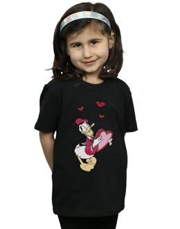 Disney Meisjes Donald Duck Liefdeshart Katoenen T-Shirt (Zwart) - 9-11J / 128cm-146cm