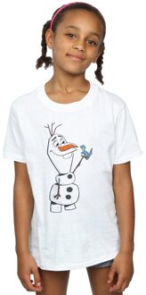 Disney Meisjes Frozen 2 Olaf en Salamander Katoenen T-Shirt (Wit) - 9-11J / 128cm-146cm