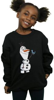 Disney Meisjes Frozen 2 Olaf en Salamander Sweatshirt (Zwart) - maat 3-4J / 98-104cm