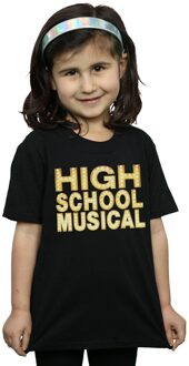 Disney Meisjes High School Musical The Musical Lights Logo Katoenen T-shirt (Zwart) - maat 12-13J / 152-158cm