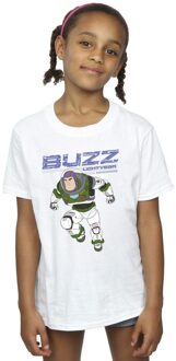 Disney Meisjes Lightyear Buzz Sprong naar Actie Katoenen T-Shirt (Wit) - 5-6J / 110-116cm