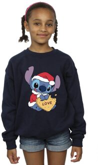 Disney Meisjes Lilo And Stitch Kerstmis Love Biscuit Sweatshirt (Marineblauw) Navy - 9-11J / 128cm-146cm