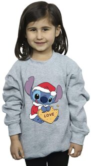Disney Meisjes Lilo And Stitch Kerstmis Love Biscuit Sweatshirt (Sportgrijs) - maat 12-13J / 152-158cm Lichtgrijs