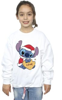 Disney Meisjes Lilo And Stitch Kerstmis Love Biscuit Sweatshirt (Wit) - maat 12-13J / 152-158cm