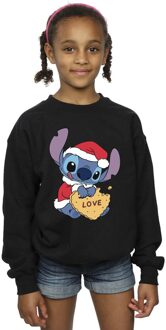 Disney Meisjes Lilo And Stitch Kerstmis Love Biscuit Sweatshirt (Zwart)
