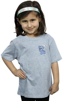 Disney Meisjes Lilo En Stitch Achterzijde Borst Print Katoenen T-Shirt (Sportgrijs) Lichtgrijs