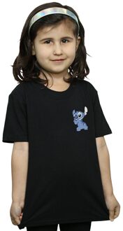 Disney Meisjes Lilo En Stitch Achterzijde Borst Print Katoenen T-Shirt (Zwart) - maat 7-8J / 122-128cm