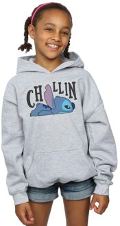 Disney Meisjes Lilo en Stitch Chillin Hoodie (Sportgrijs) - maat 9-11J / 128cm-146cm Lichtgrijs