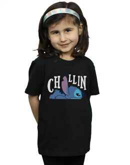 Disney Meisjes Lilo en Stitch Chillin Katoenen T-Shirt (Zwart) - maat 9-11J / 128cm-146cm