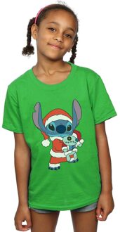 Disney Meisjes Lilo en Stitch Kerstmis T-shirt Katoen (Iers Groen) - maat 7-8J / 122-128cm