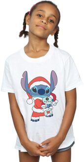 Disney Meisjes Lilo en Stitch Kerstmis T-shirt Katoen (Wit) - maat